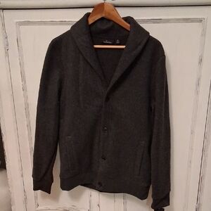 Nwt Marc Anthony Charcoal Fleece Shawl Collar Cardigan